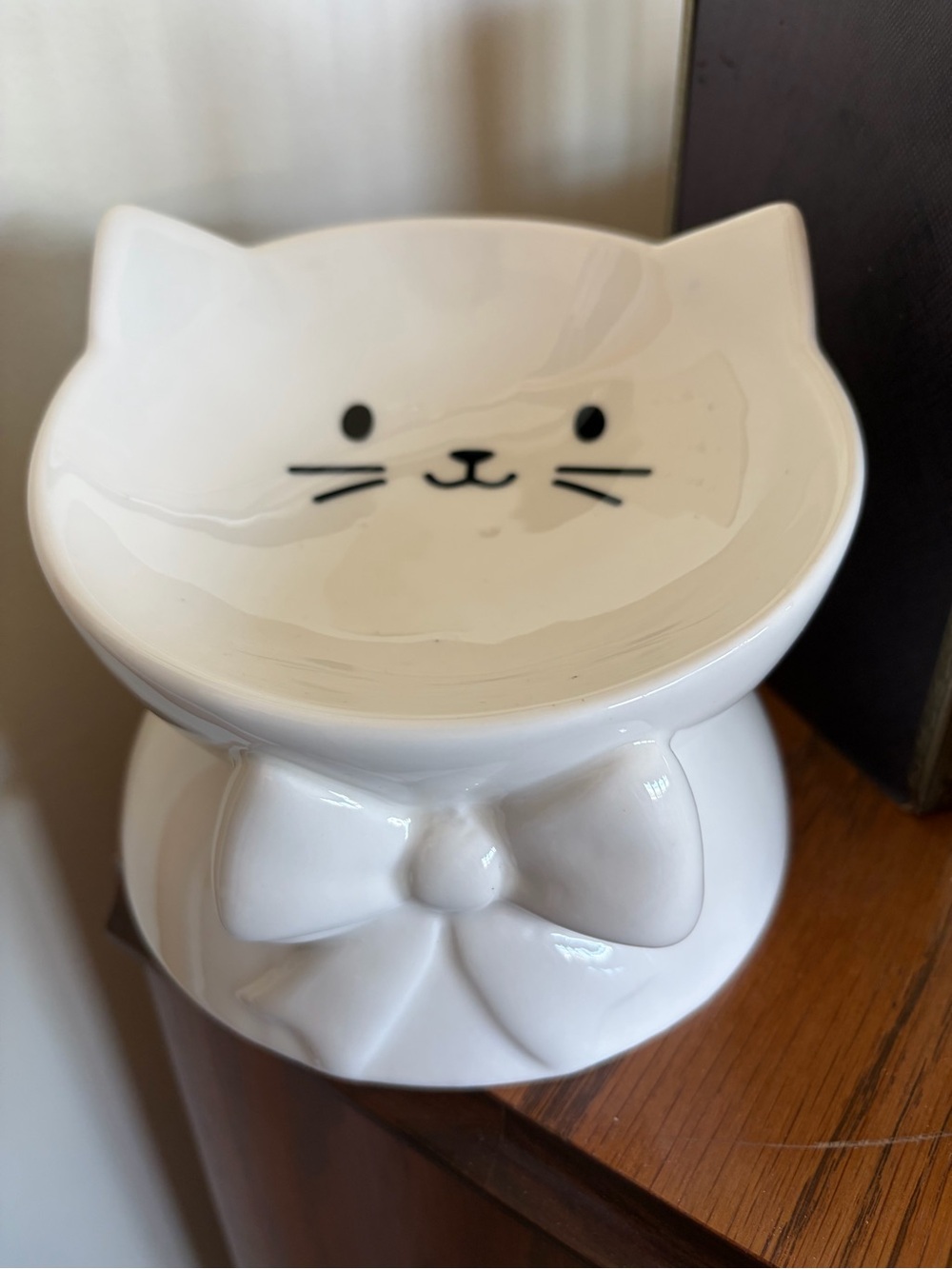 White Cat Ceramic Pet Bowl by Strawberry Street